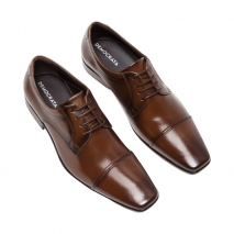 SAPATO SOCIAL DEMOCRATA DERBY CAP TOE METROPOLITAN ASPEN TAN